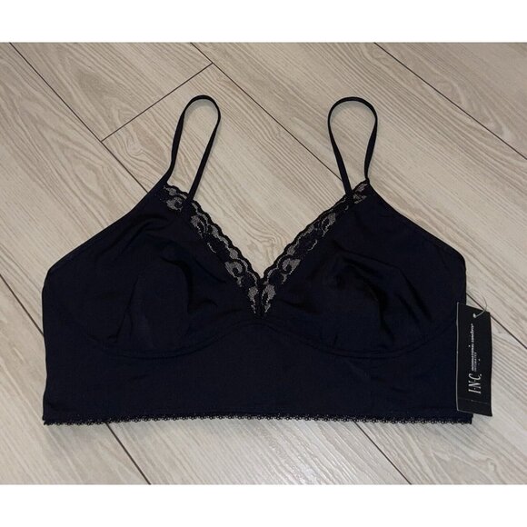 INC International Concepts Womens Lace Trim Bralette Bra WF XXL 2XLarge Black - Picture 2 of 6